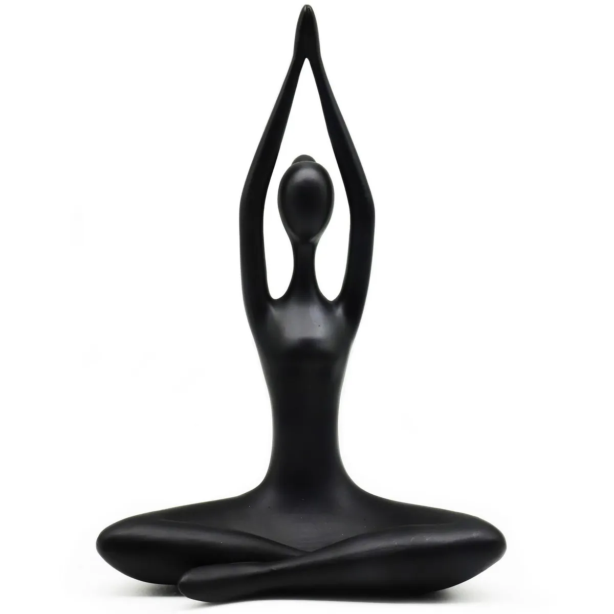 JUST HOME COLLECTION - Figura Yoga Manos Arriba Poliresina Negro 22.3x33.5x11.3cm