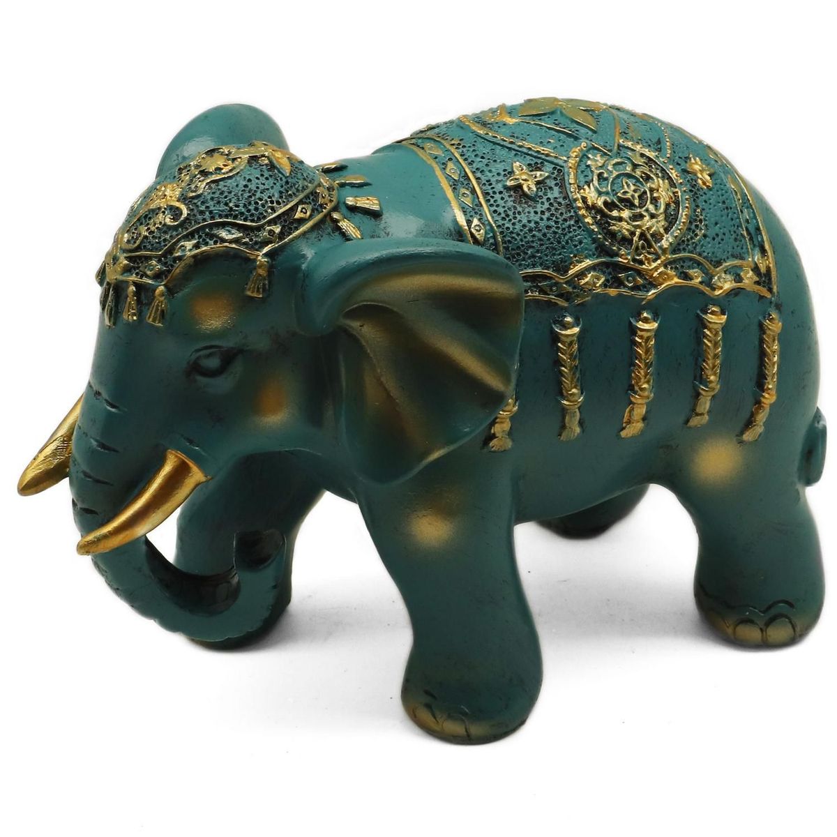 JUST HOME COLLECTION - Figura Elefante Poliresina Verde 21x14x11cm