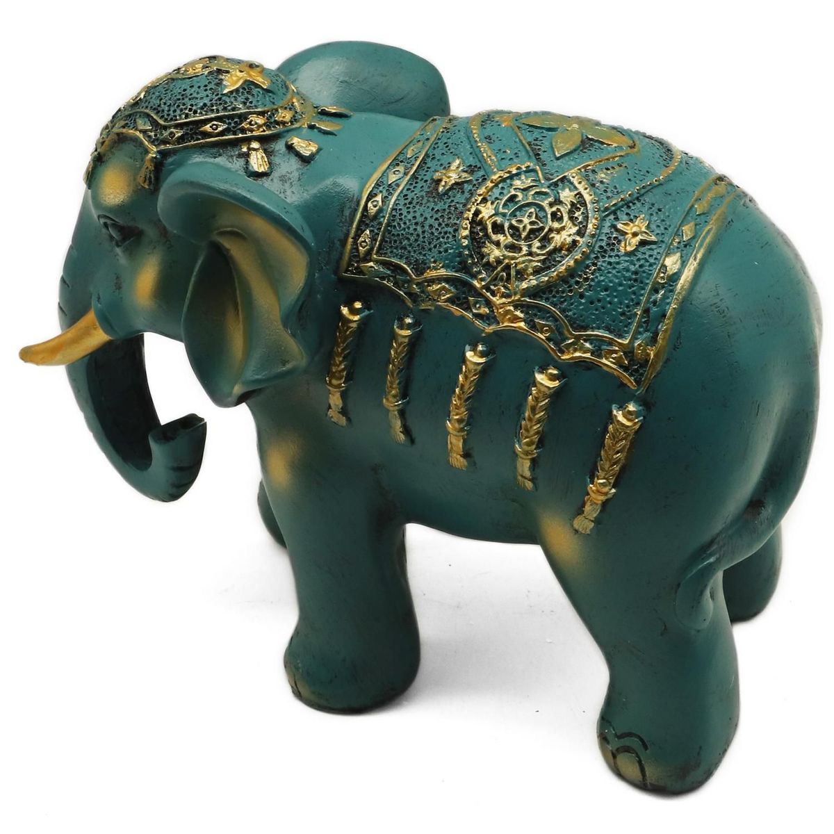 JUST HOME COLLECTION - Figura Elefante Poliresina Verde 21x14x11cm