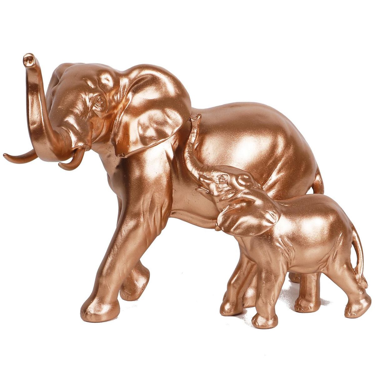 JUST HOME COLLECTION - Figura Elefante Mamá y Bebé Poliresina Dorado 22x16.5x12cm