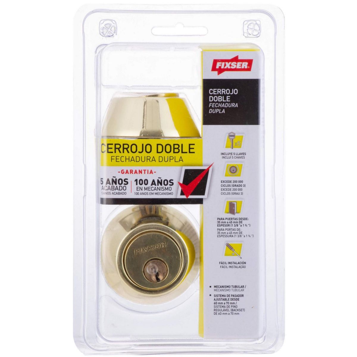 FIXSER - Cerrojo de Llave - Llave Bronce PUL Fixser