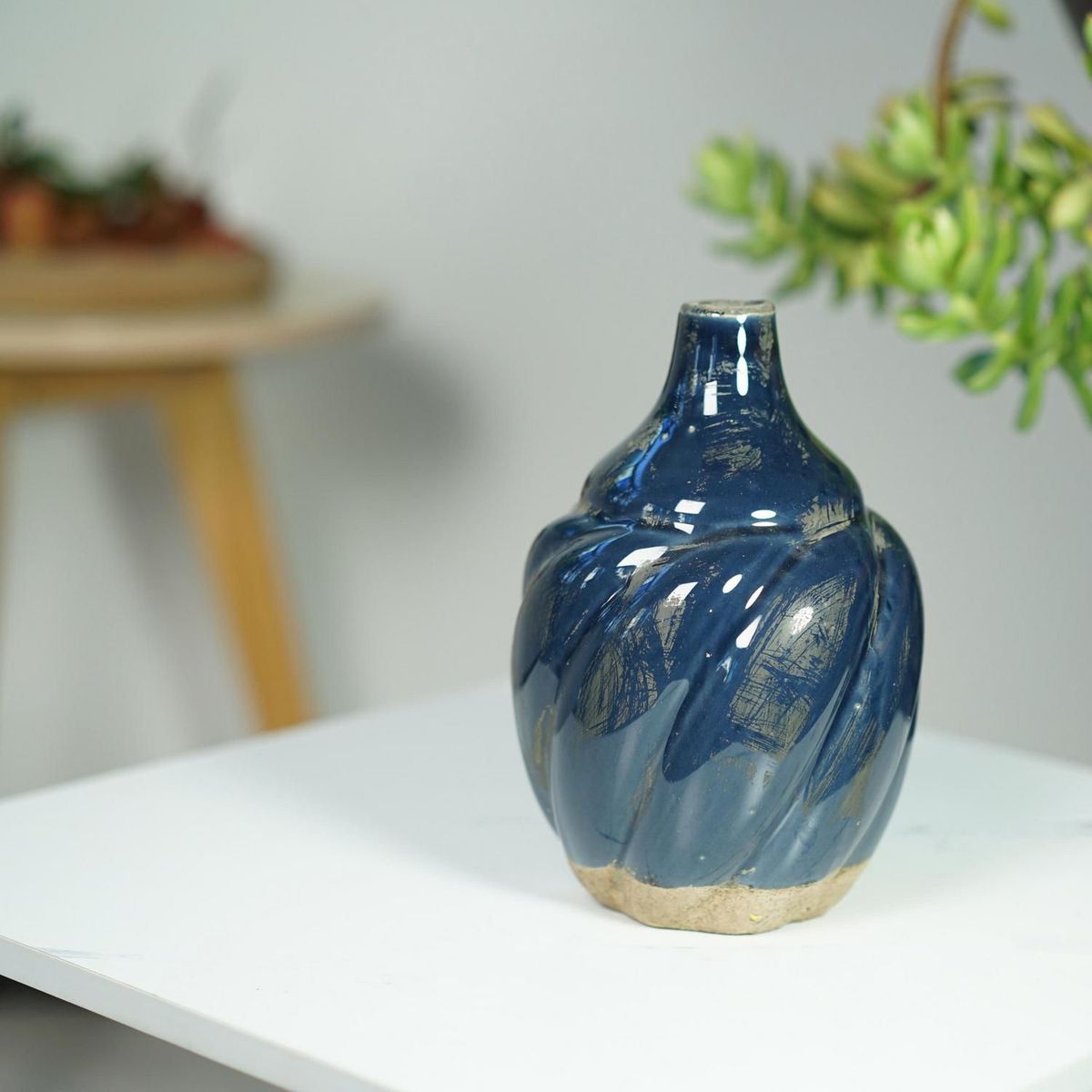 HOMY - Pr Jarrón B&W Azul 11X15Cm