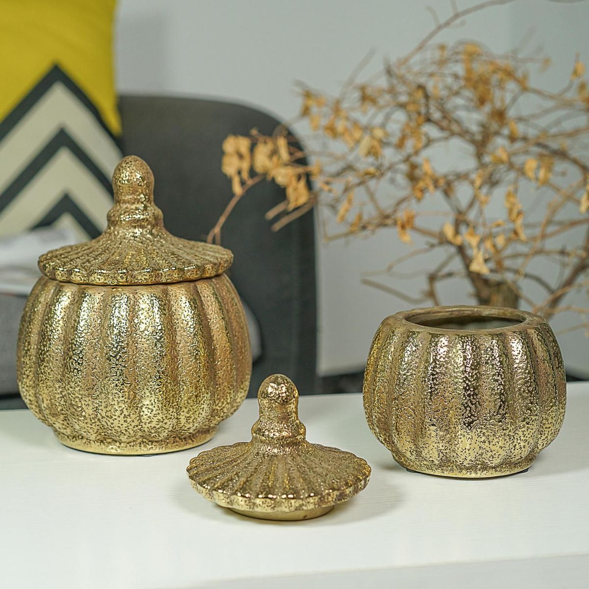 HOMY - Pr Ánfora Dorado 18X21Cm