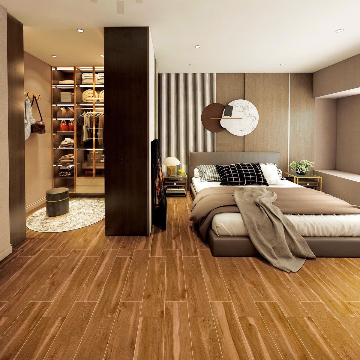 HOLZTEK - Porcelanato Café 15x90cm 1.08m2 Maderado Mate Wood Brown