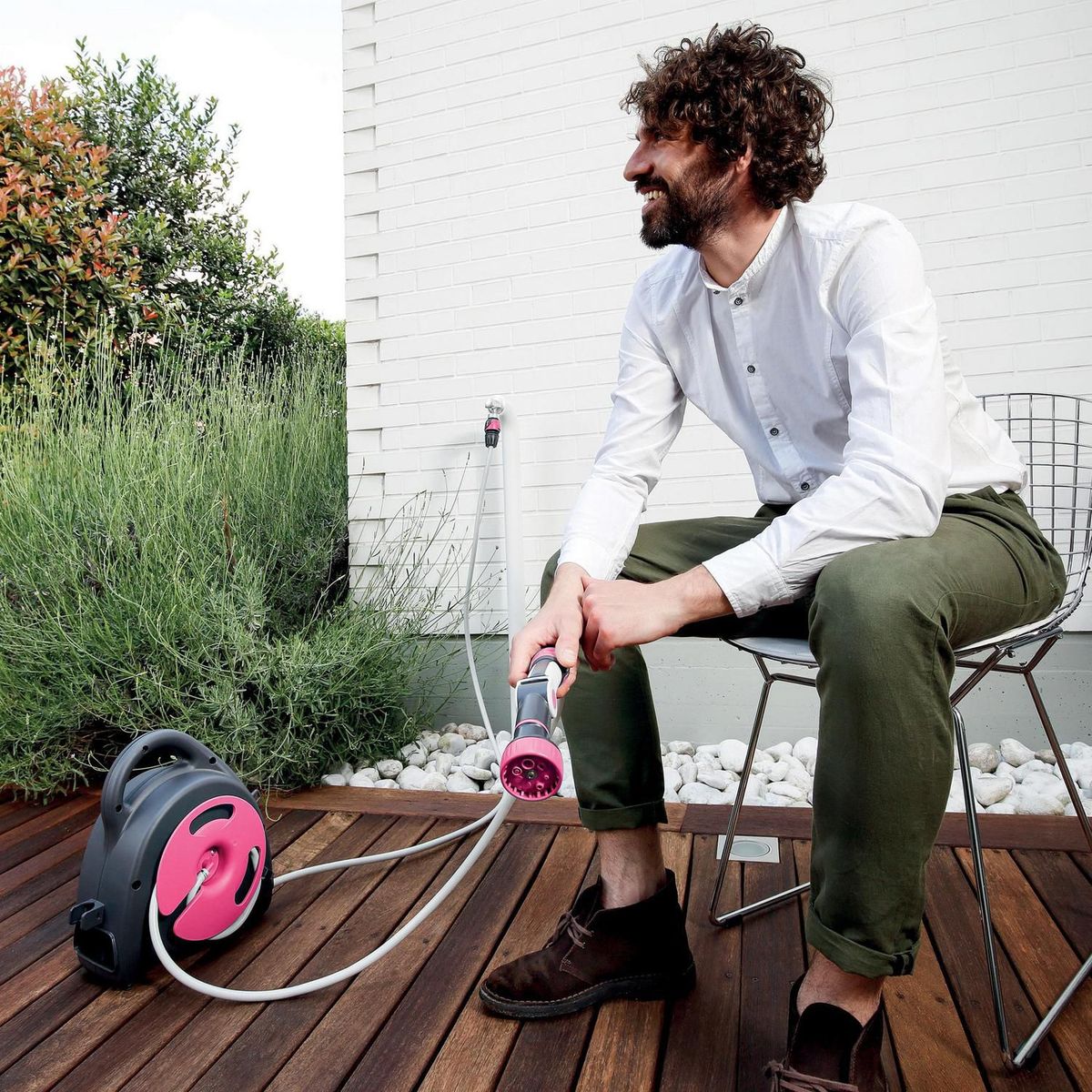 GF - SB Set Enrrollador de Manguera Portátil Fucsia 16.5m