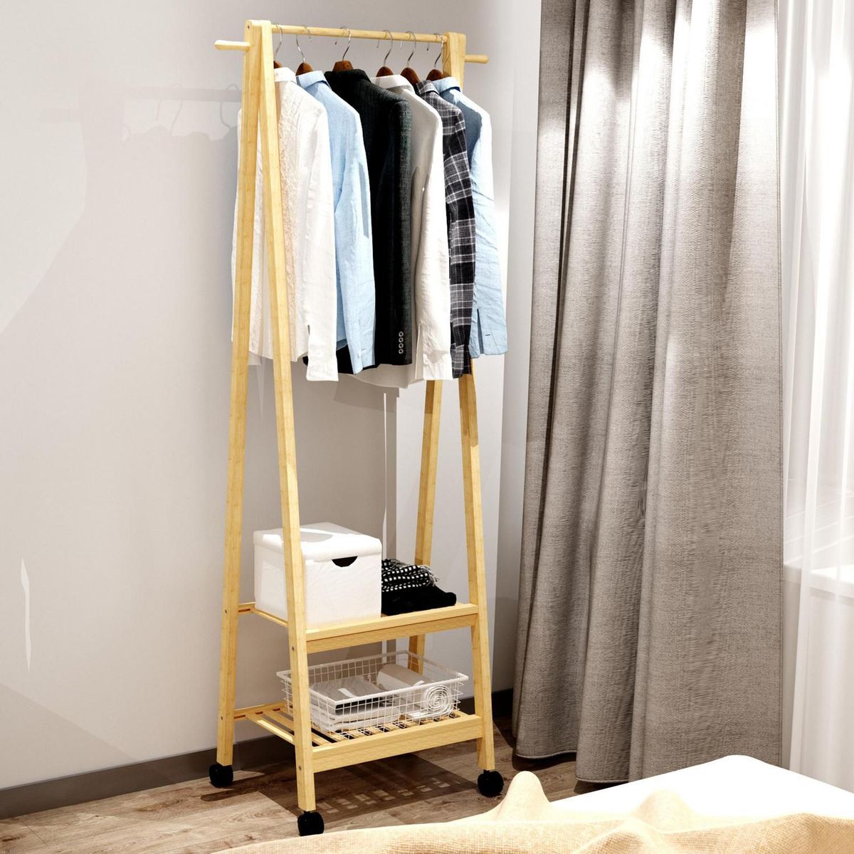 JUST HOME COLLECTION - Stand de Ropa Bambú con Zapatera