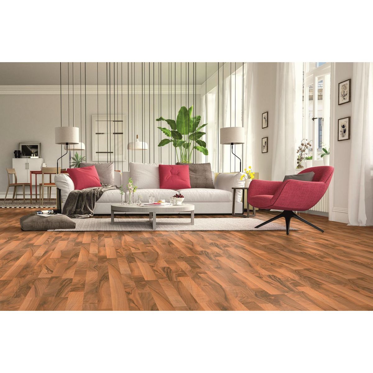HOLZTEK - Piso Laminado Ticino Wlnut Marrón AC4 8mm 2.12m2
