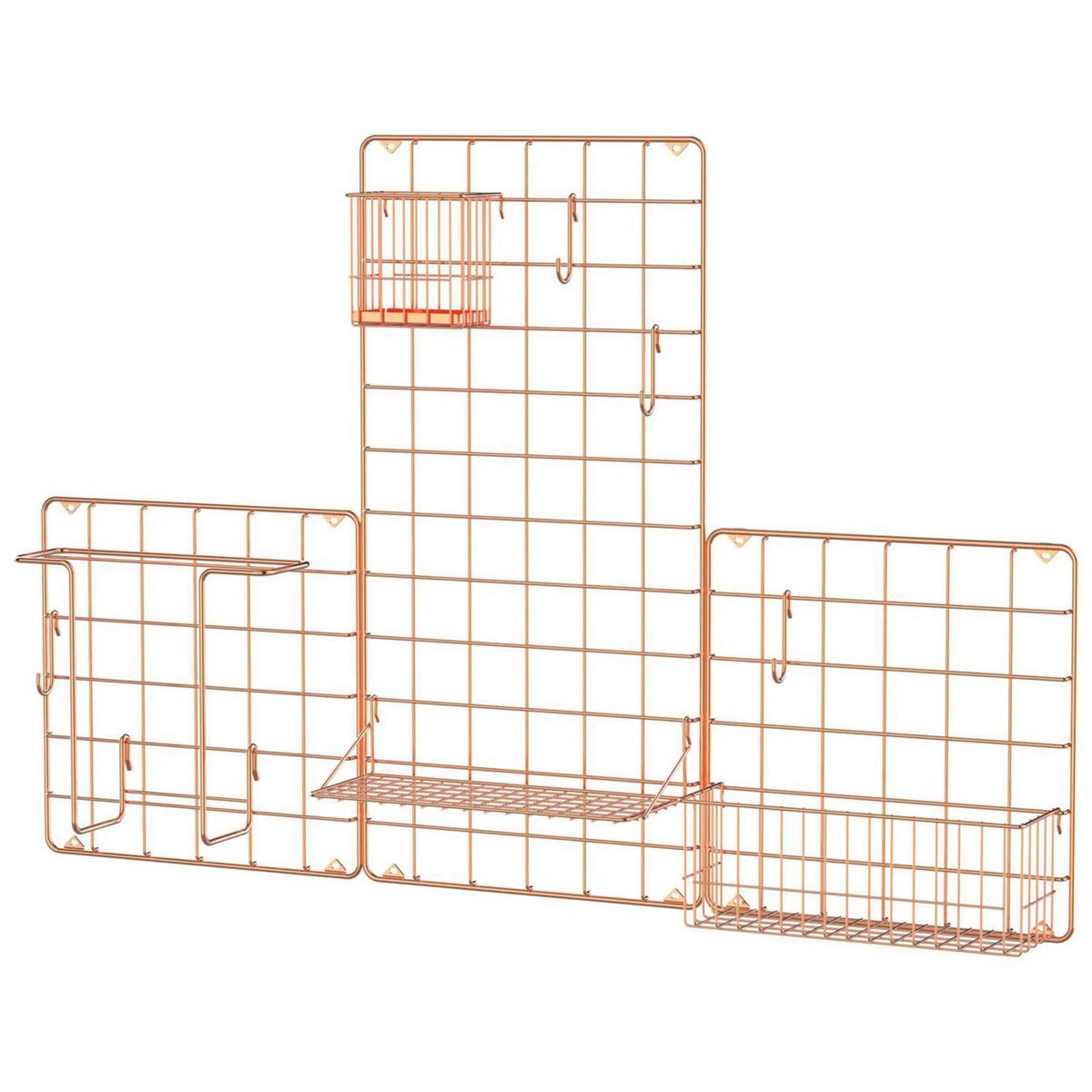 JUST HOME COLLECTION - Organizador de Escritorio Pared Rejilla Dorado