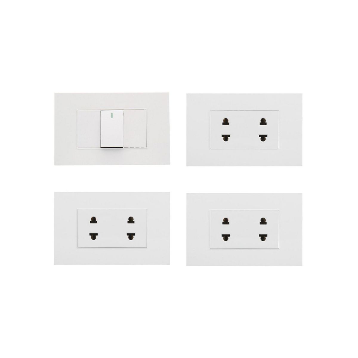 HALUX - Pack Interruptor Simple + 3 Tomacorrientes Doble Cygnus Blanco