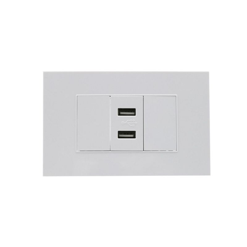 HALUX - Tomacorriente Doble USB Cygnus Blanco