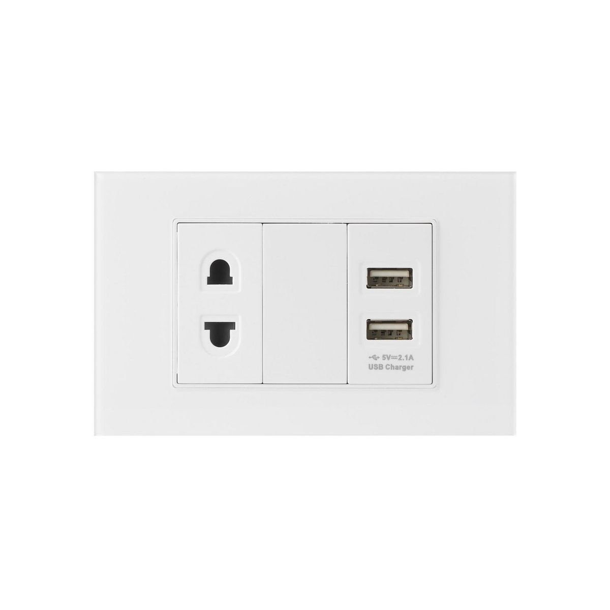 HALUX - Tomacorriente Simple + 2 Tomas USB Polaris Blanco