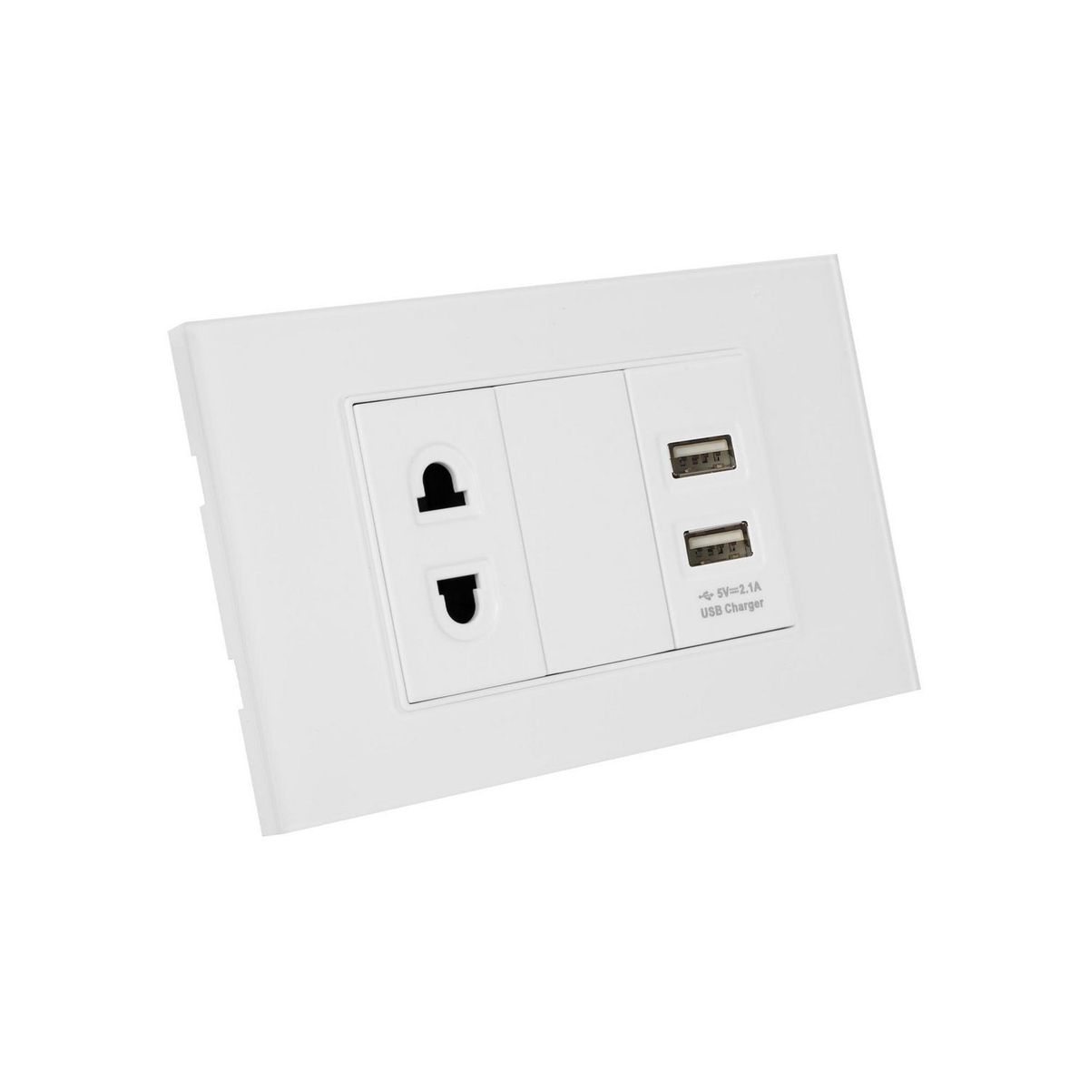 HALUX - Tomacorriente Simple + 2 Tomas USB Polaris Blanco