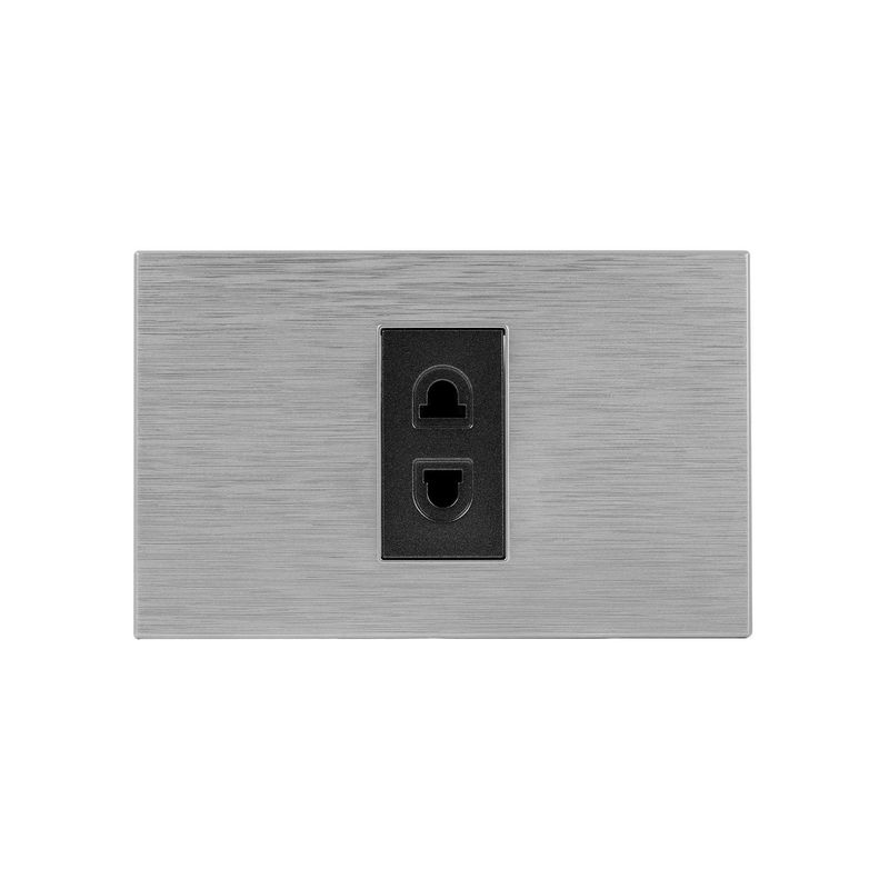 HALUX - Tomacorriente Simple Andromeda Metalico Negro