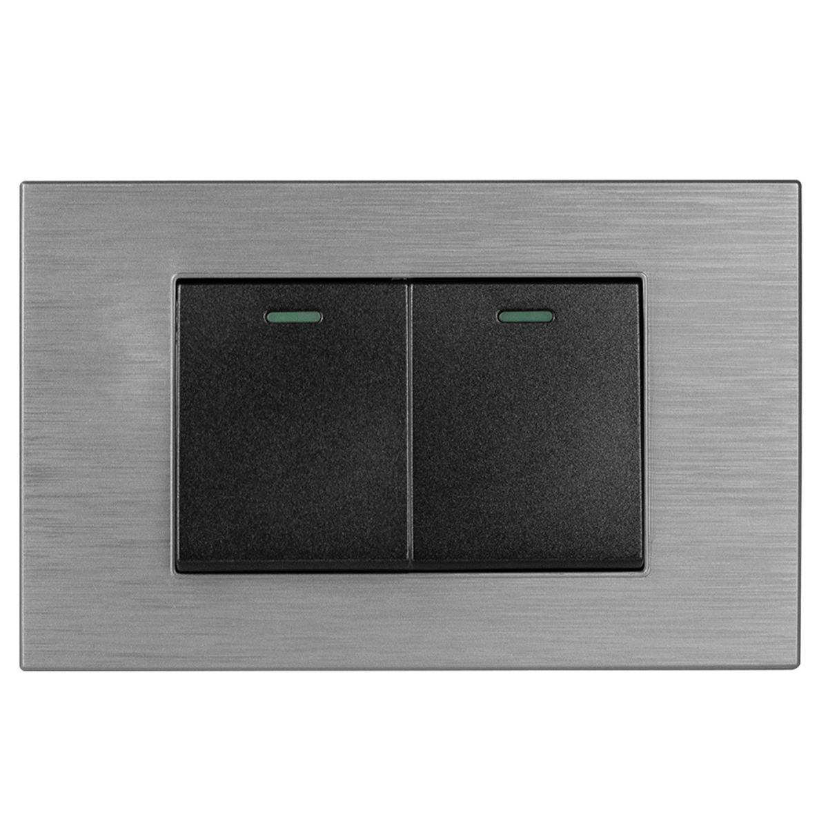 HALUX - Conmutador Doble Andromeda Metalico Negro