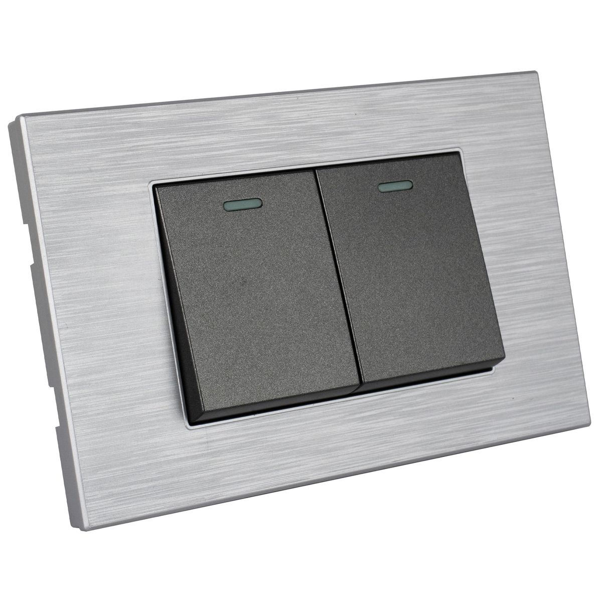 HALUX - Conmutador Doble Andromeda Metalico Negro