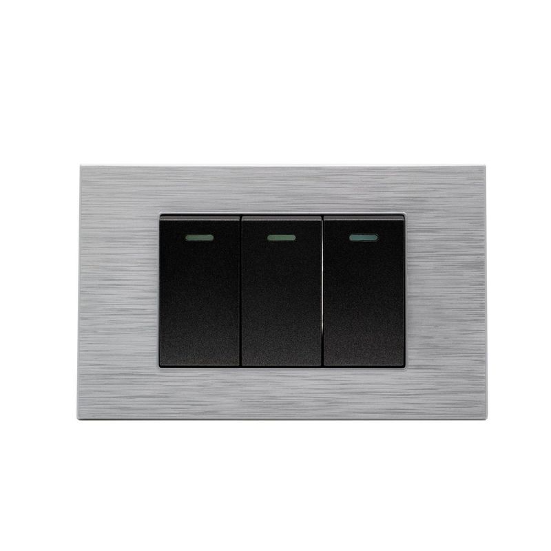 HALUX - Interruptor Triple Halux Andromeda Metalico Negro