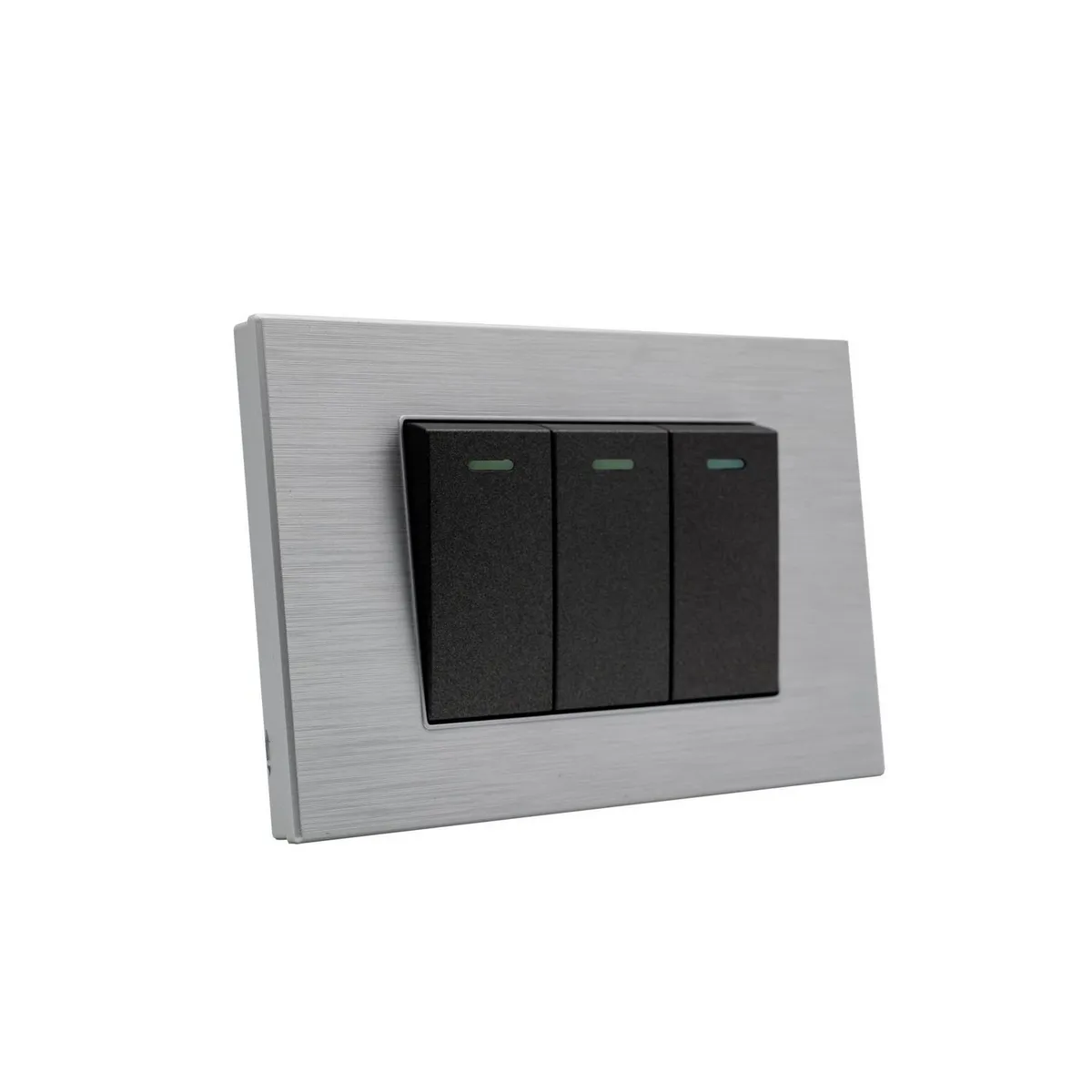 HALUX - Interruptor Triple Andromeda Metalico Negro