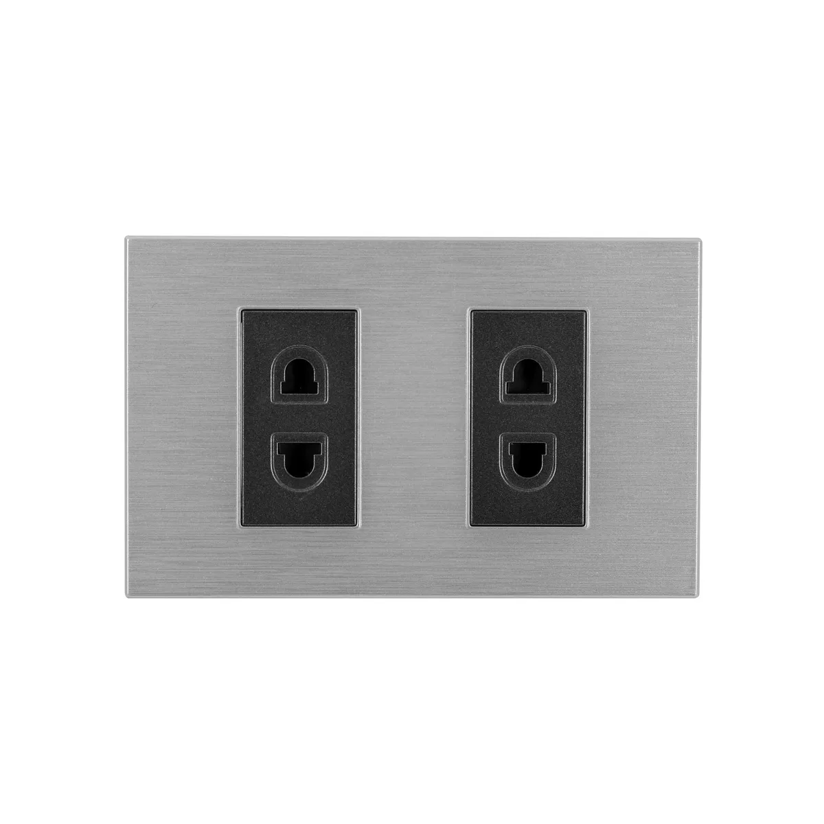 HALUX - Tomacorriente Doble Andromeda Metalico Negro