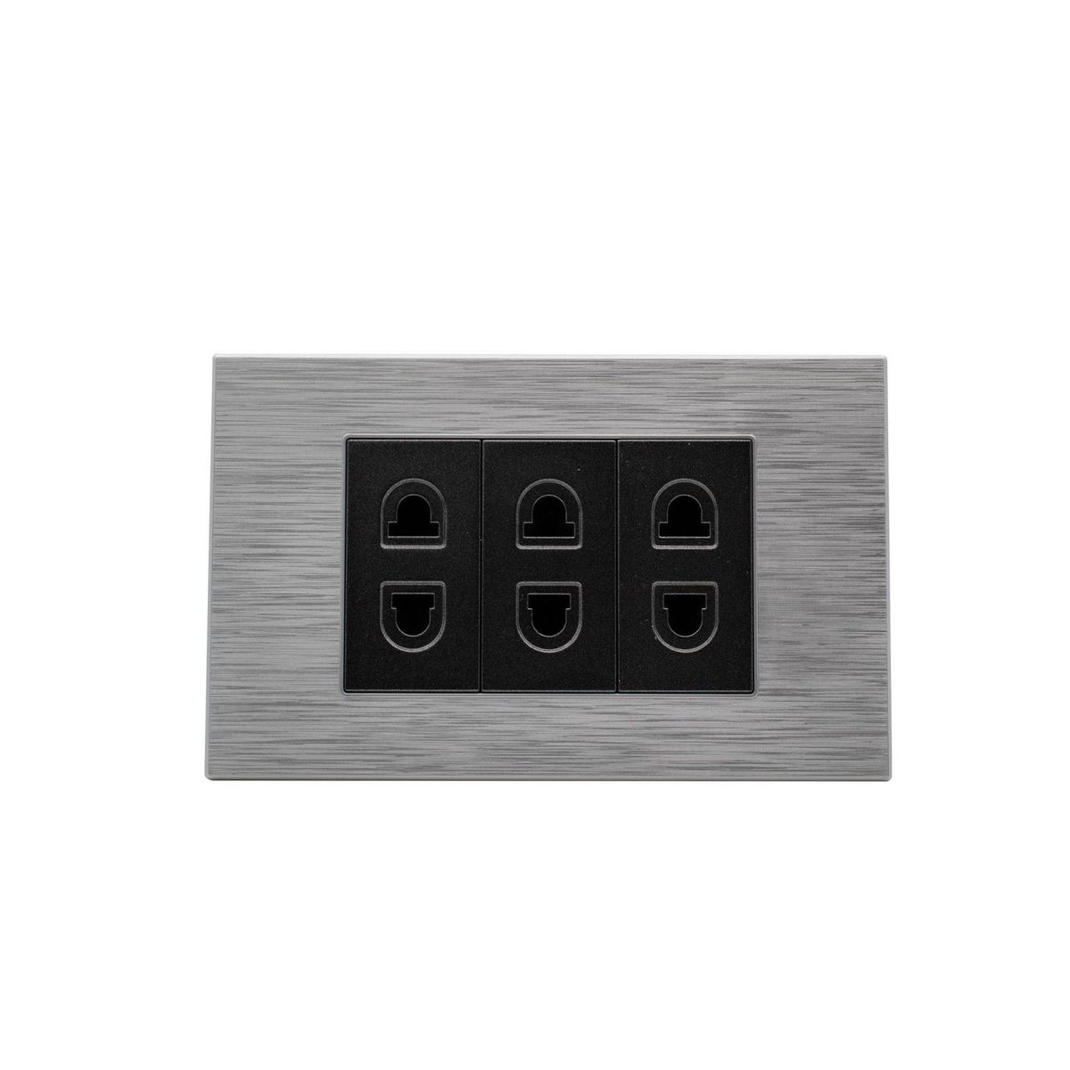 HALUX - Tomacorriente Triple Andromeda Metalico Negro