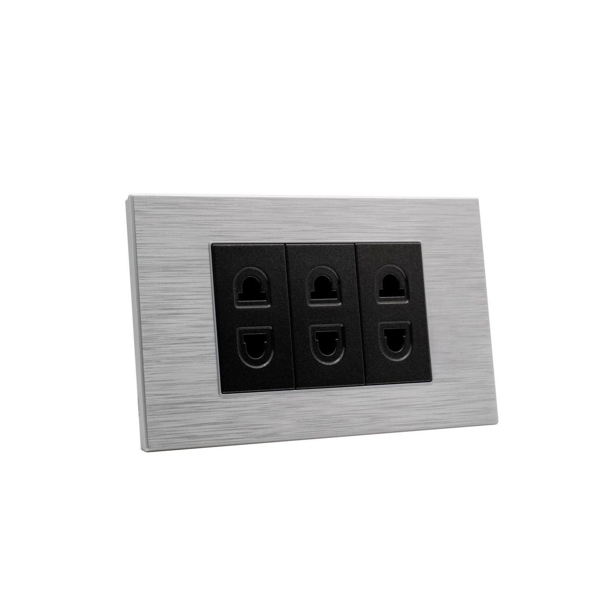 HALUX - Tomacorriente Triple Andromeda Metalico Negro