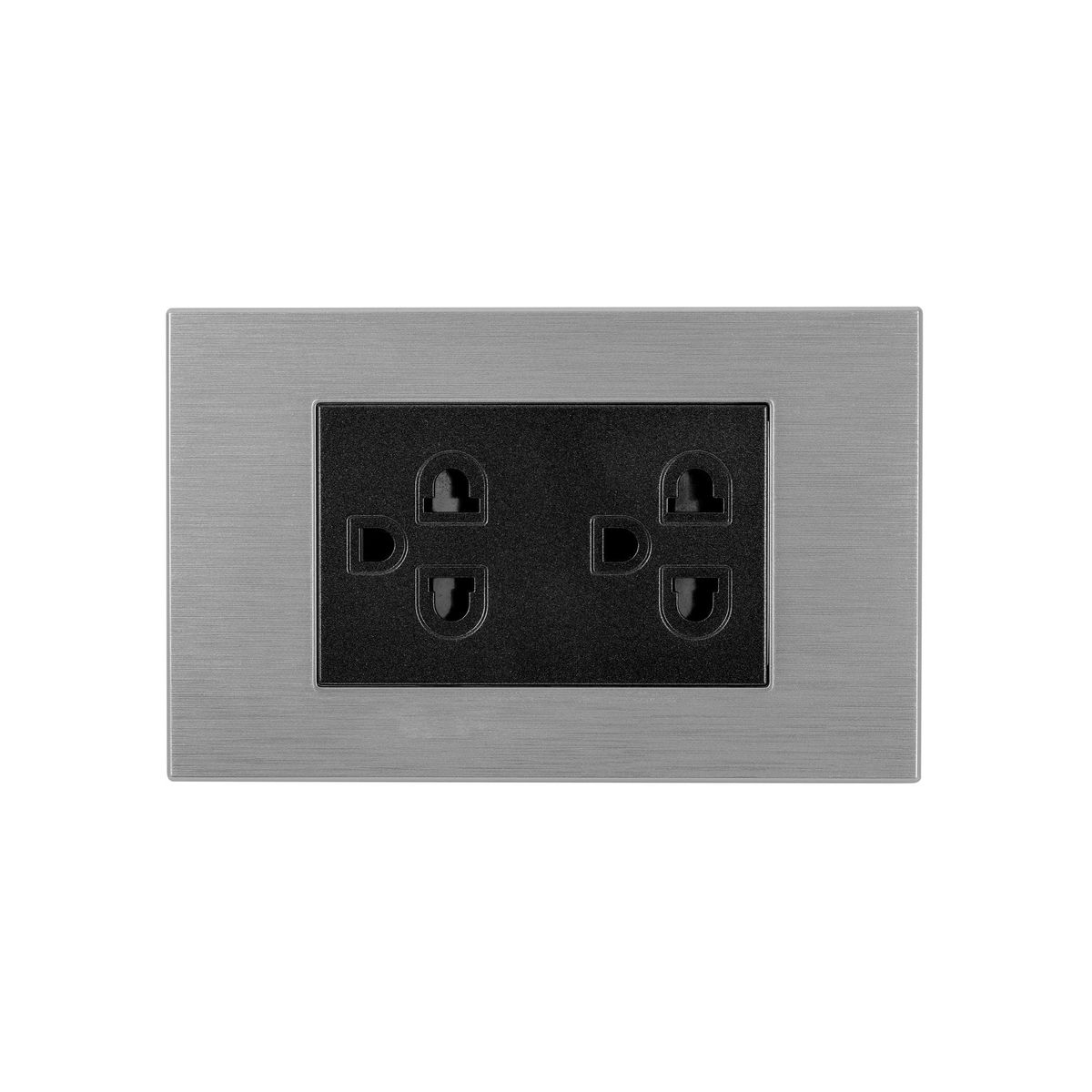 HALUX - Tomacorriente Doble P/T Andromeda Metalico Negro