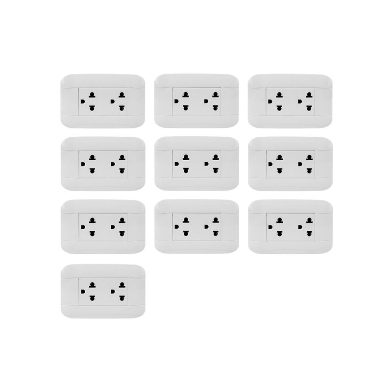 HALUX - Pack 10 Tomacorrientes Doble P/T Phoenix Blanco
