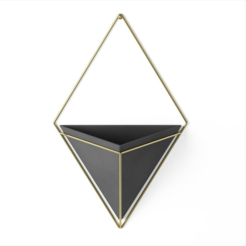 UMBRA - Macetero Mural Negro/Dorado 10.5x38.4x