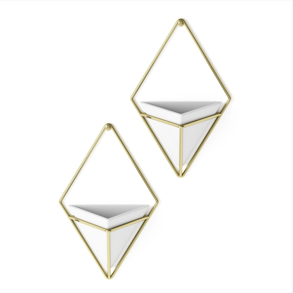 UMBRA - Set 2 Maceteros Mural Blanco/Dorado 6x19x
