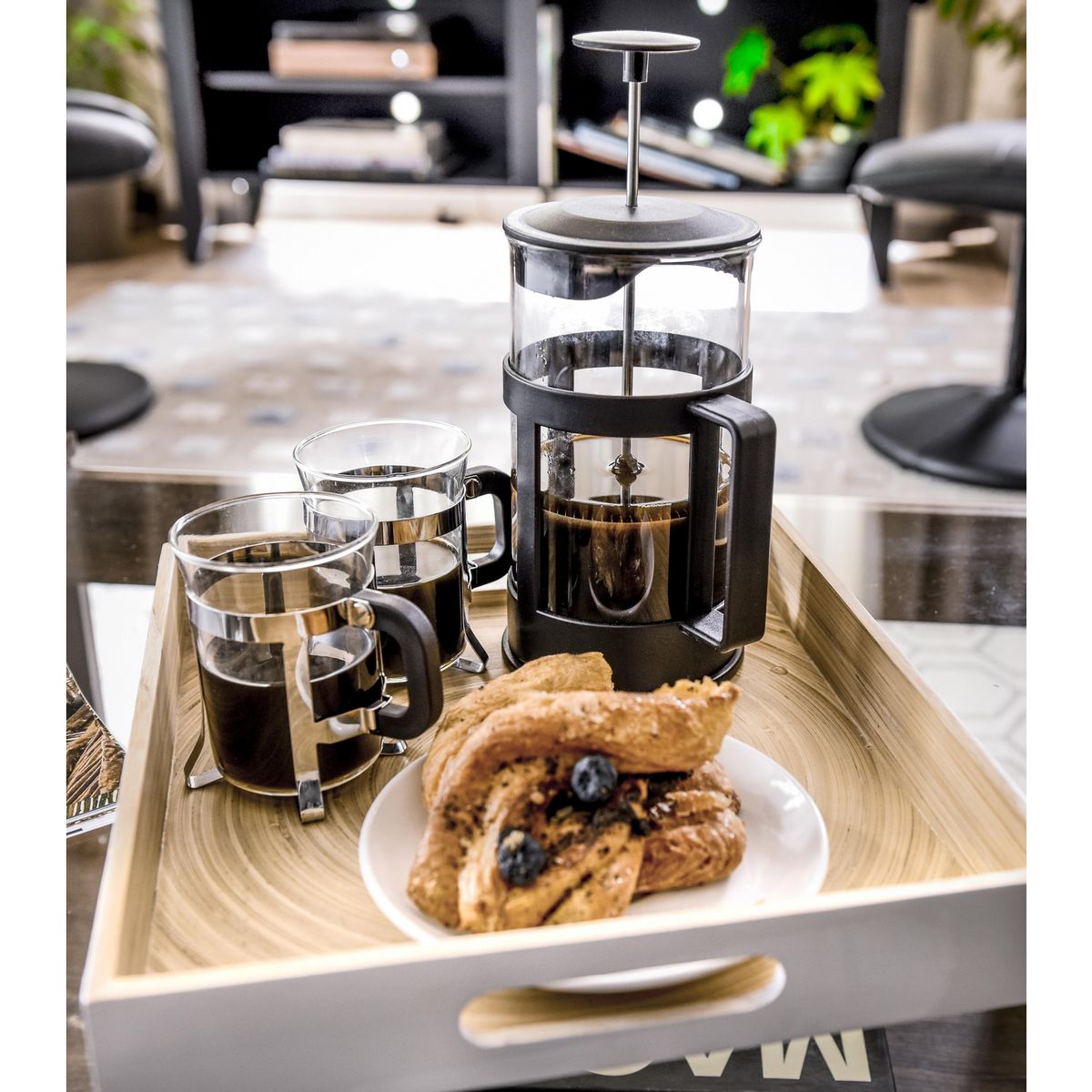 JUST HOME COLLECTION - Cafetera de Vidrio Francia Negra