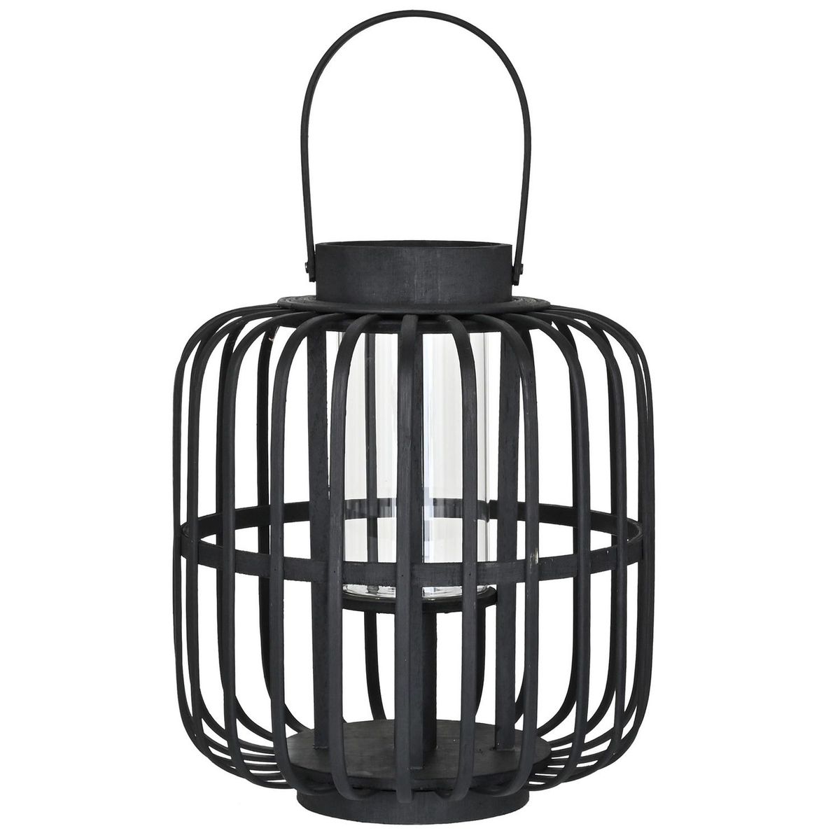 JUST HOME COLLECTION - Farol Bambú Vidrio 24X29 Cm