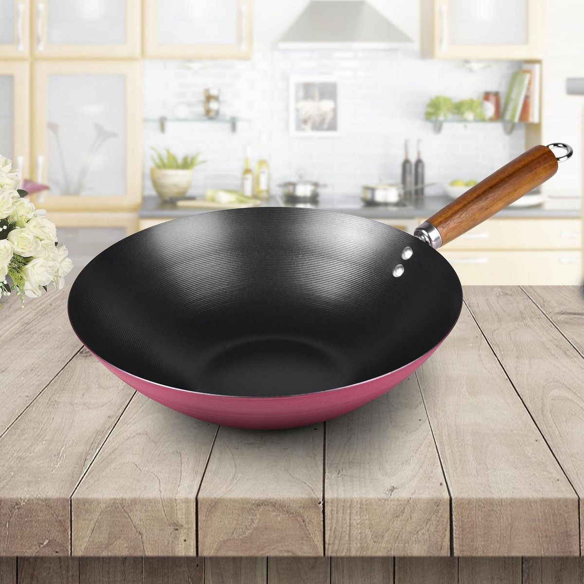 JUST HOME COLLECTION - Wok Antiadherente Mango de Madera 30cm