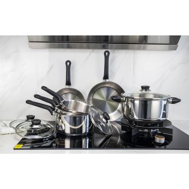 Juego de Ollas Acero Inoxidable Tapa de Vidrio 10 Piezas