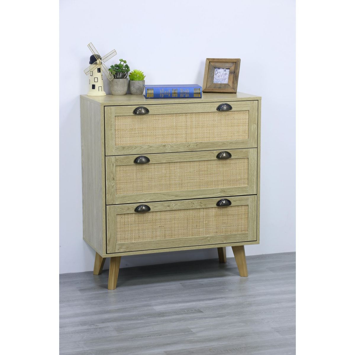 JUST HOME COLLECTION - Cómoda Rattan 3 cajones 80X40X90