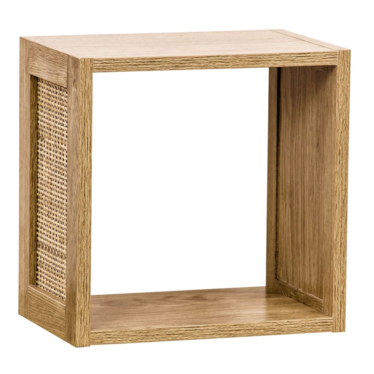 JUST HOME COLLECTION - Cubo de Madera Rattan Tejido 30X30X20