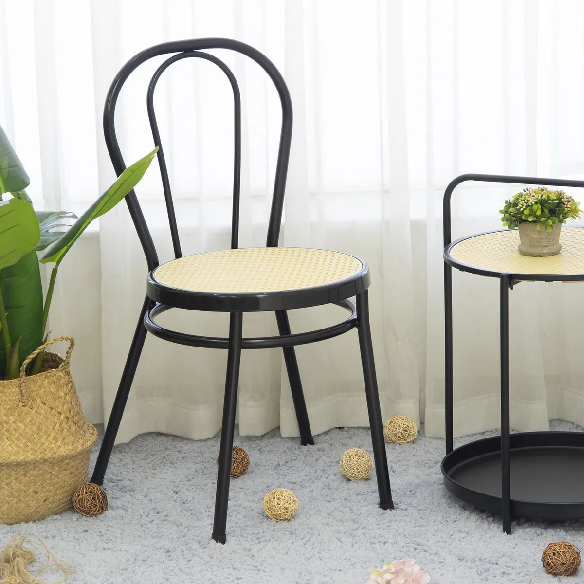JUST HOME COLLECTION - Silla Metal Nat/Negro