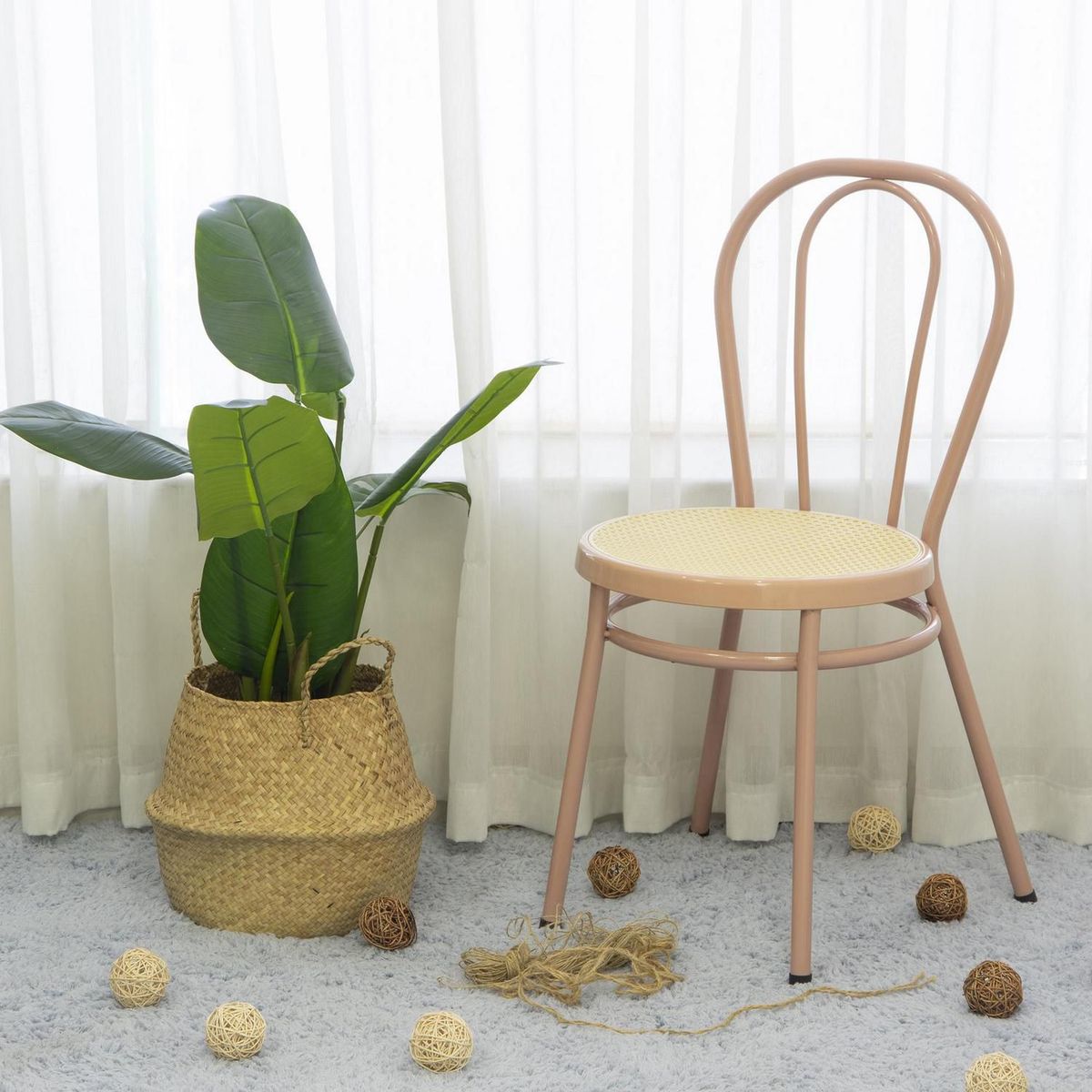 JUST HOME COLLECTION - Silla Metal Nat/Rosada