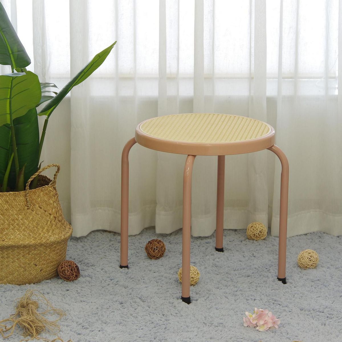 JUST HOME COLLECTION - Banco Metal Nat/Rosada