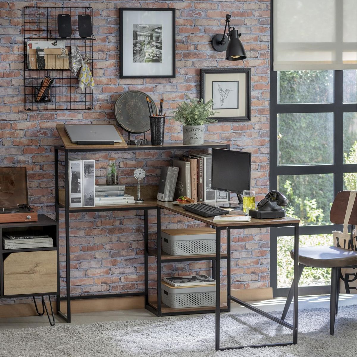 JUST HOME COLLECTION - Escritorio Marrón Melamina Dodd con Estante