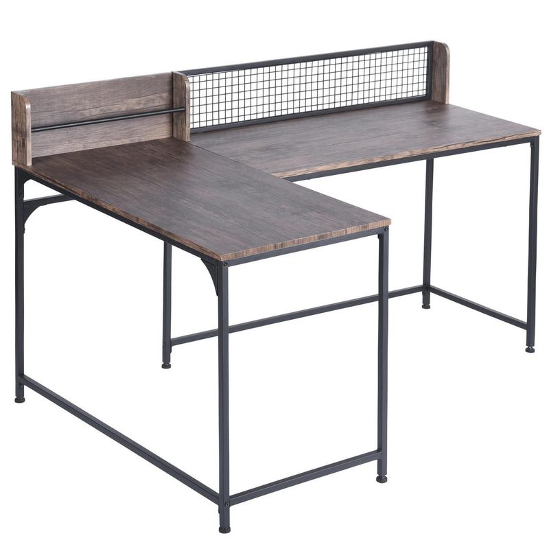 JUST HOME COLLECTION - Escritorio en L Walnut Melamina Nickel
