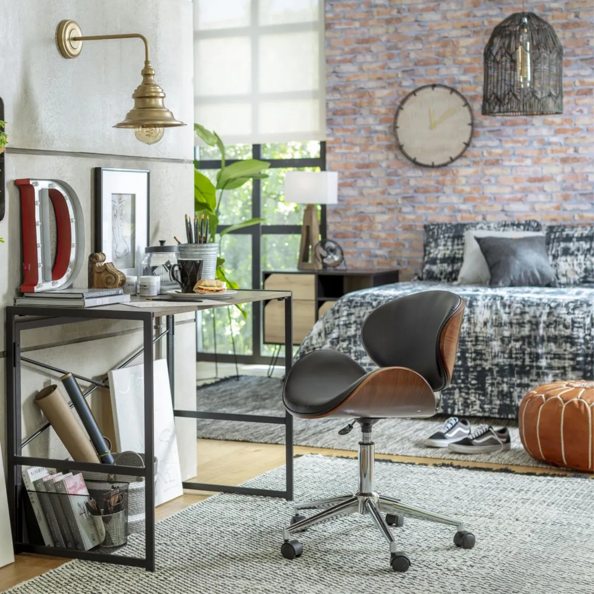 JUST HOME COLLECTION - Silla de Escritorio madera Madrid Negro