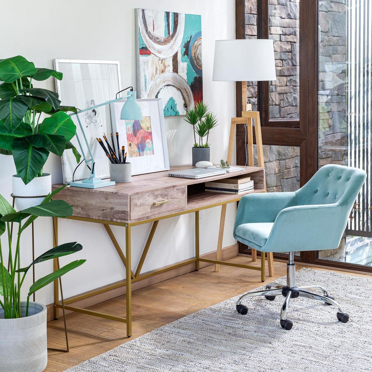 JUST HOME COLLECTION - Silla PC Tela Menta