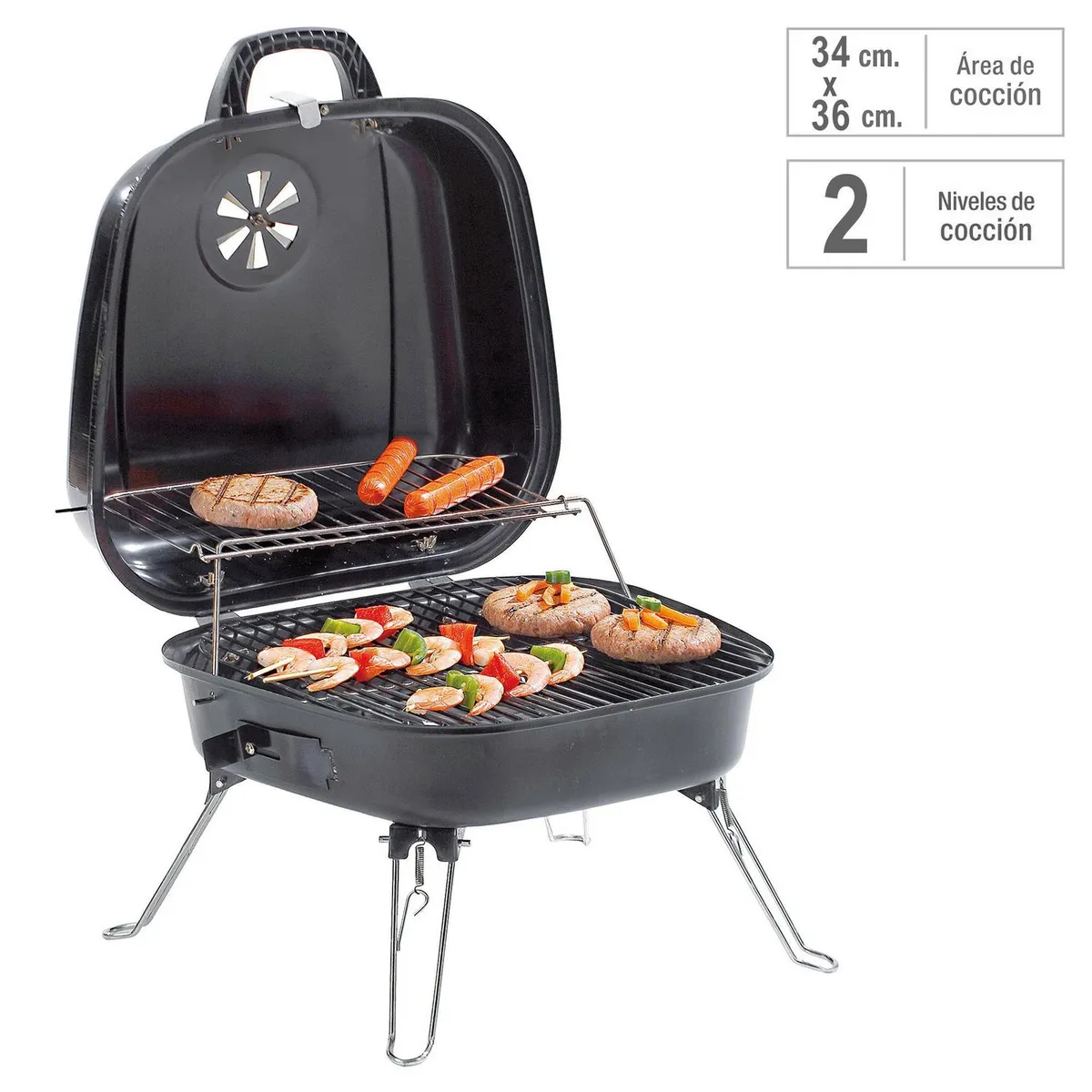 MR BEEF - Parrilla a Carbón Portátil 63x40x36cm