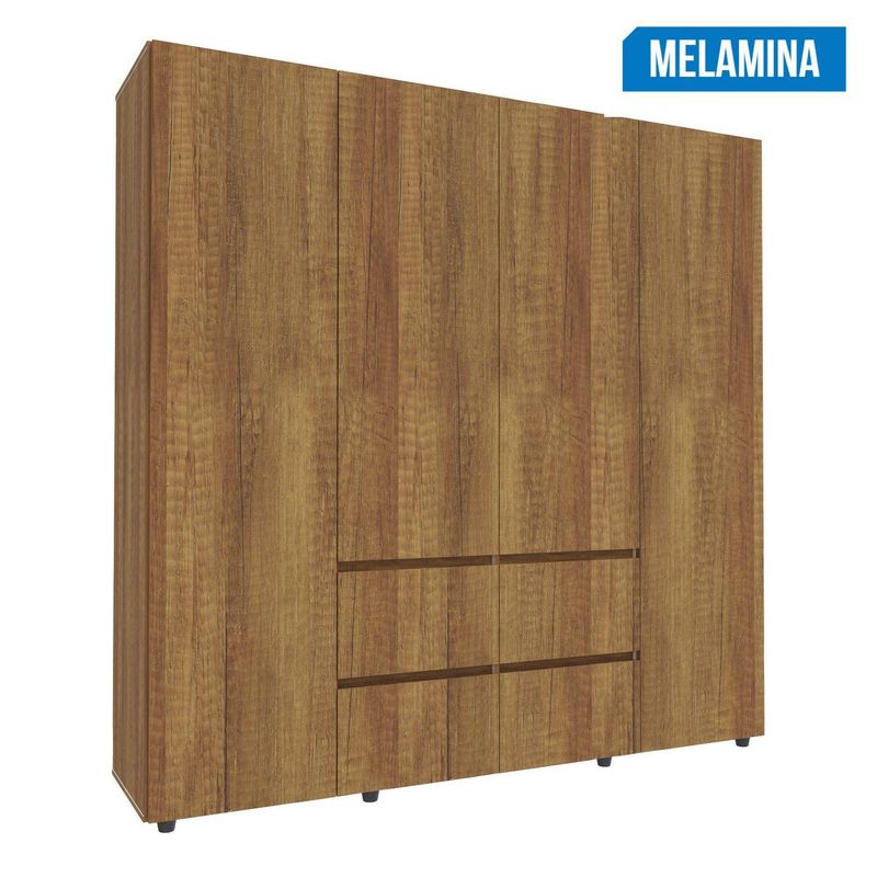 JUST HOME COLLECTION - Ropero 4 Puertas 4 Cajones Melamina Caramelo
