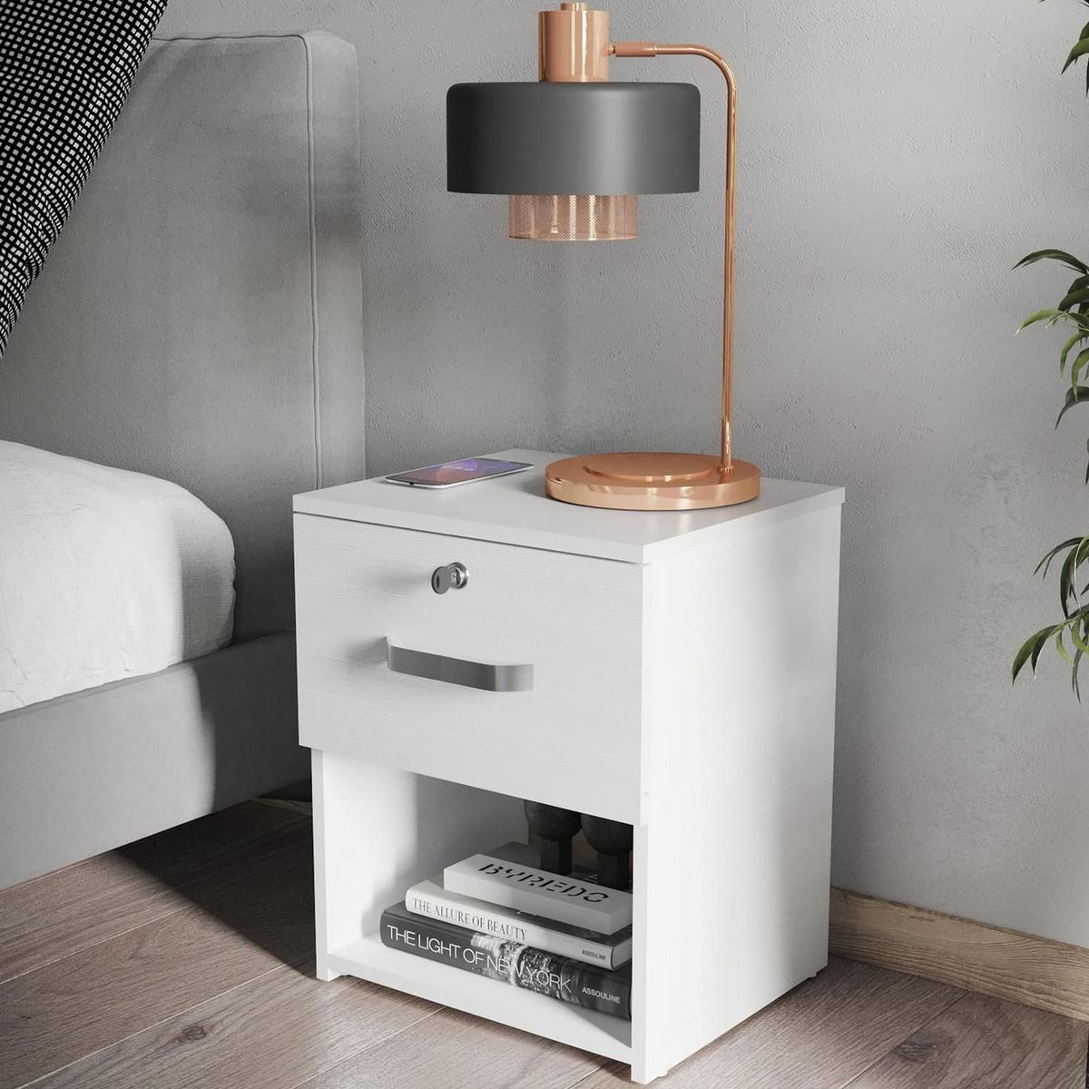 JUST HOME COLLECTION - Velador 1 Cajón Blanco