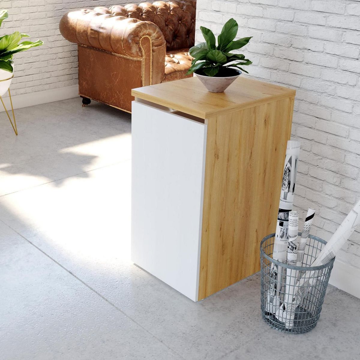 MADERKIT - Escritorio de Oficina melamina Spazio Duna/Blanco