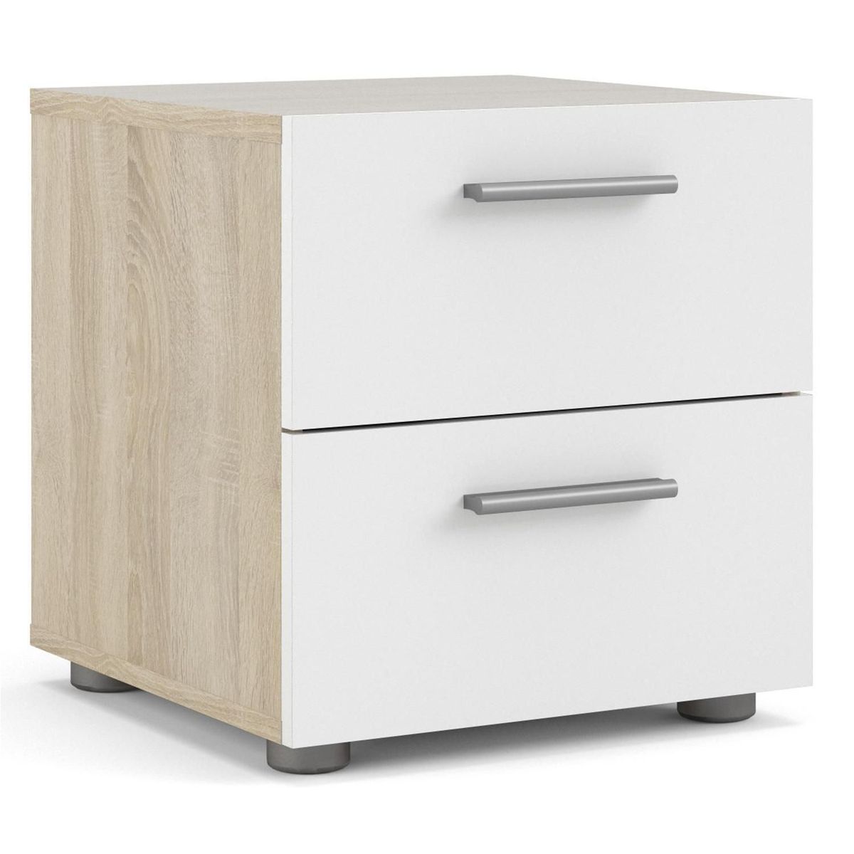 TVILUM - Velador Pepe 2 cajones blanco 40X40X42