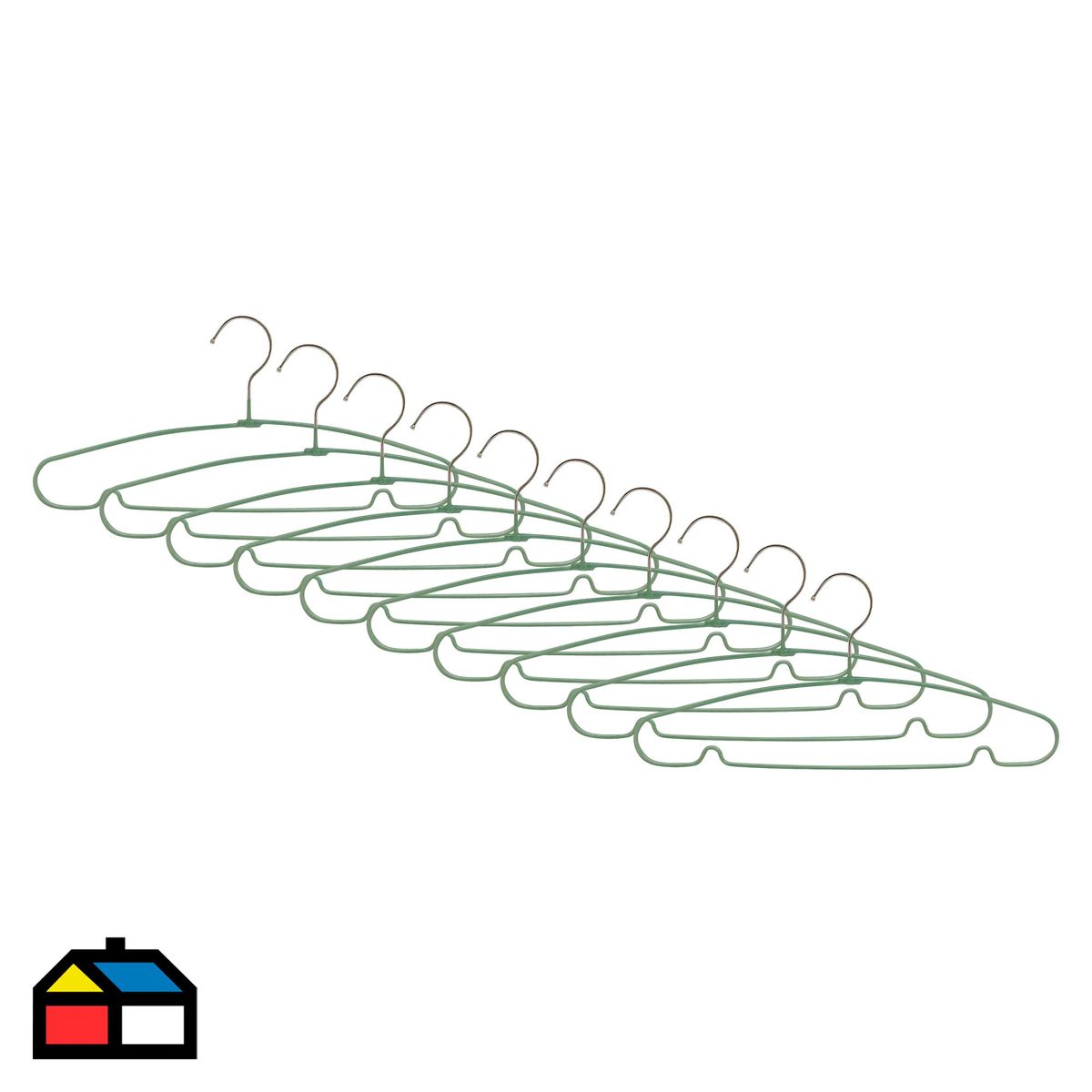JUST HOME COLLECTION - Set x10 Colgador de Ropa de Metal Ovalado Menta