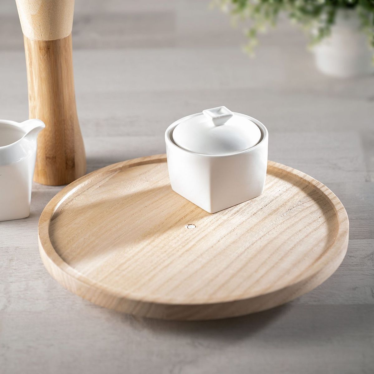 IDESIGN - Bandeja de madera redonda Baja 26.6X4