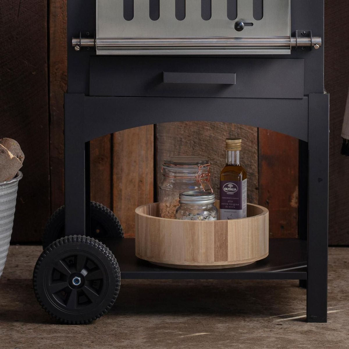 IDESIGN - Caja Organizadora de Madera Redonda Alta