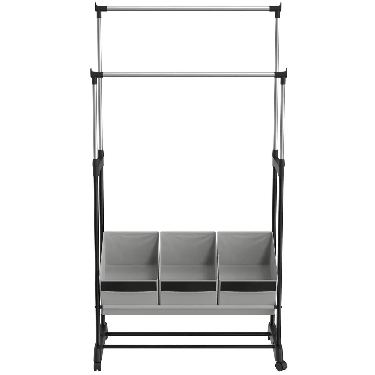 JUST HOME COLLECTION - Stand de Ropa Doble con 3 Cajas Organizadoras